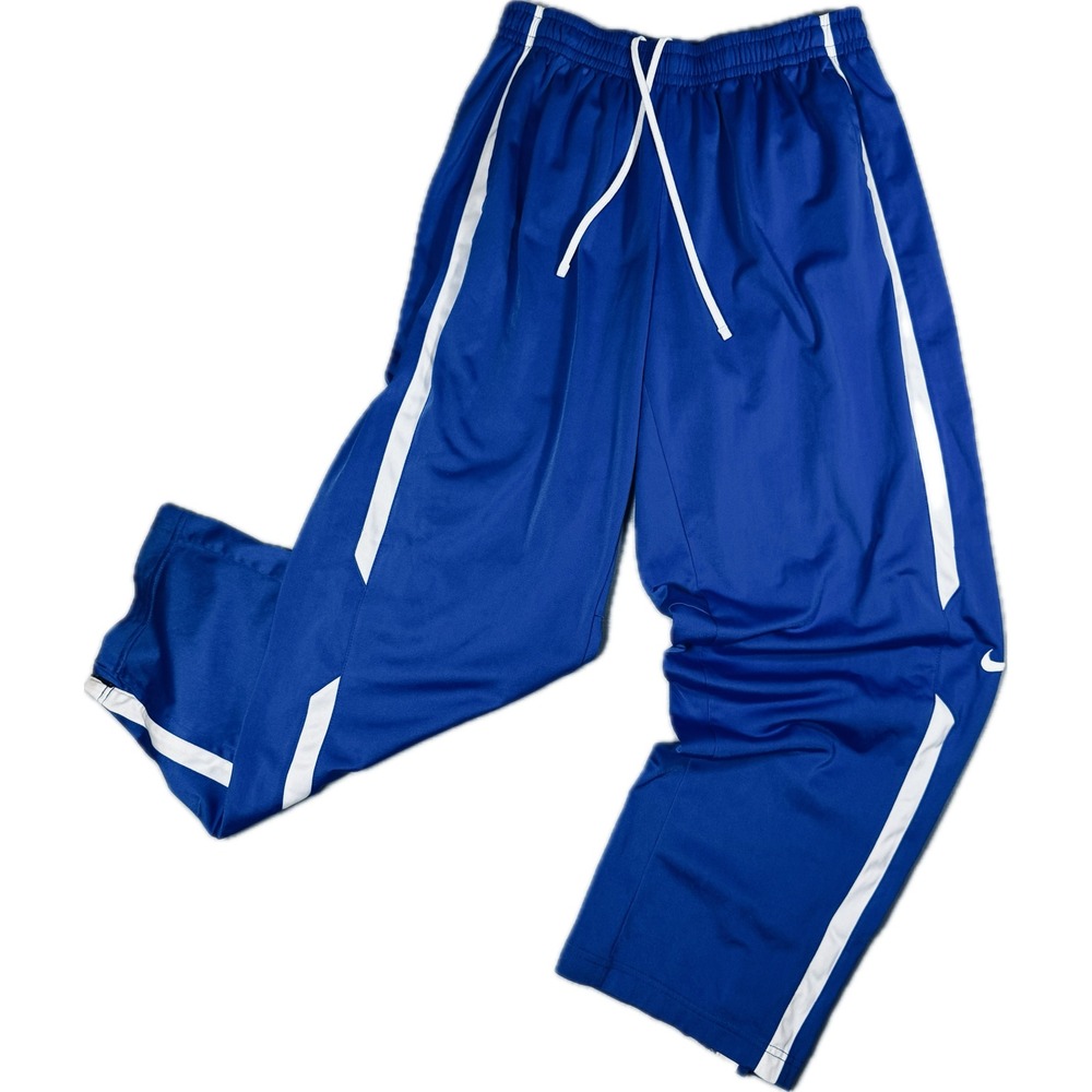 Nike Track Pants Men Large Blue White Side Stripe Zipper Hem Pockets